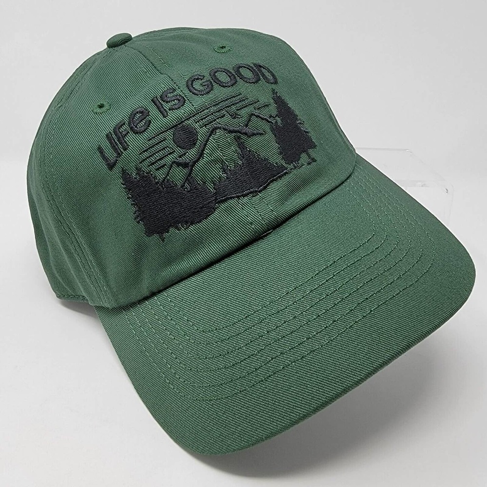 Life Is Good Baseball Cap Mountain Scene Embroidered Ridgeline Green NEW